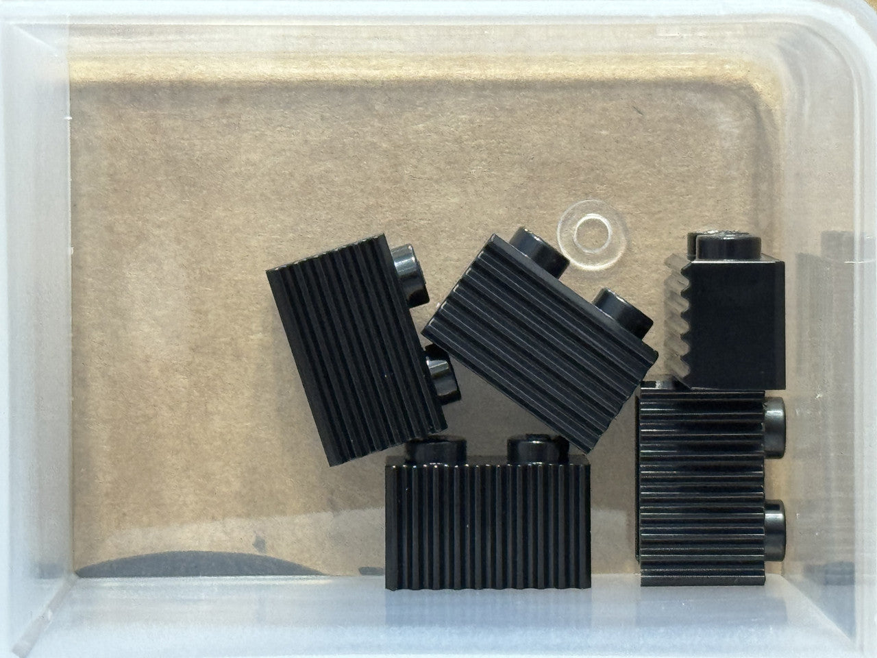 LEGO Parts - Black Brick 1 x 2 with Grille / Fluted Profile - No 2877 - QTY 5