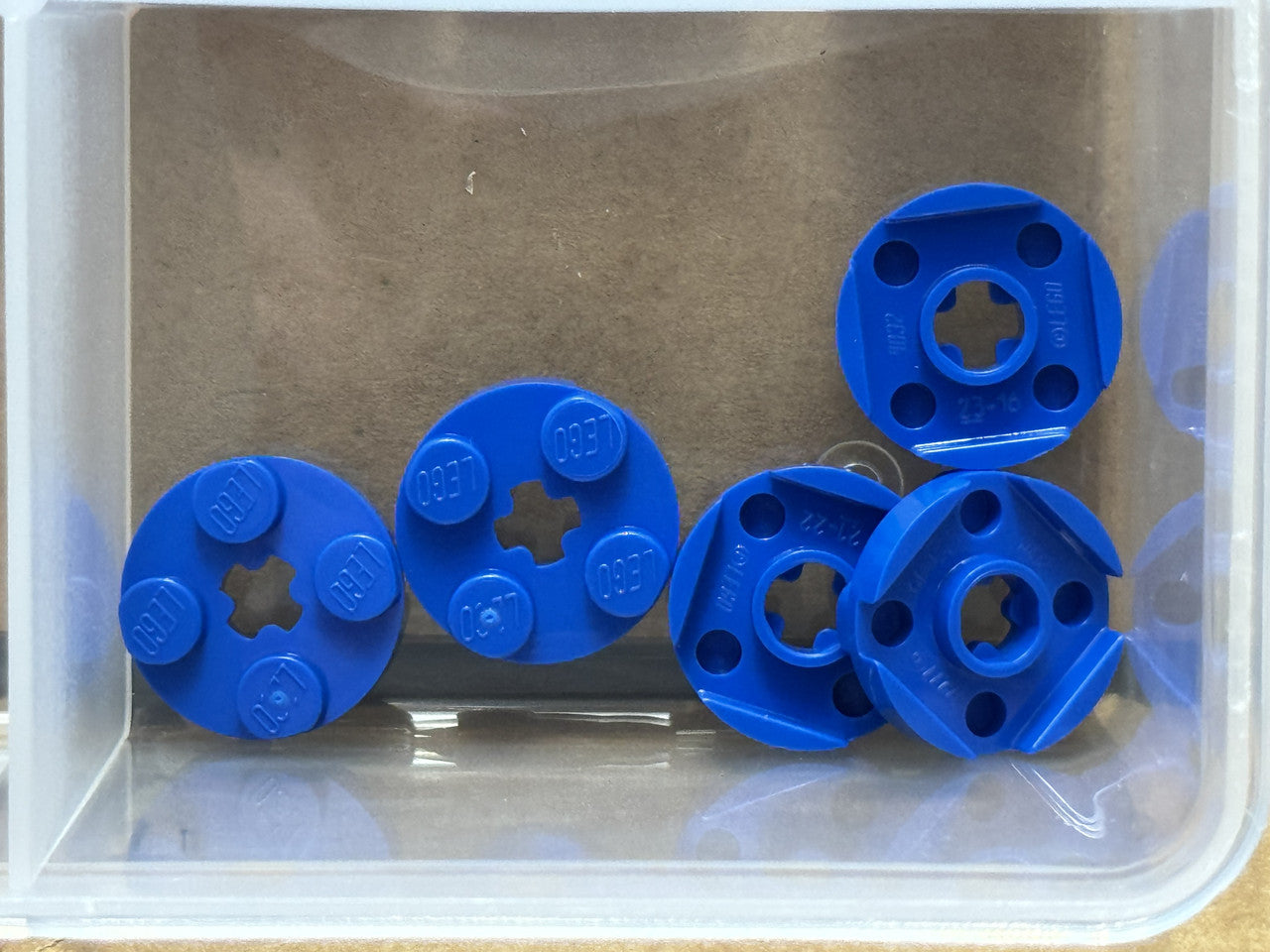 LEGO Parts - Blue Plate, Round 2 x 2 with Axle Hole - No 4032 - QTY 5