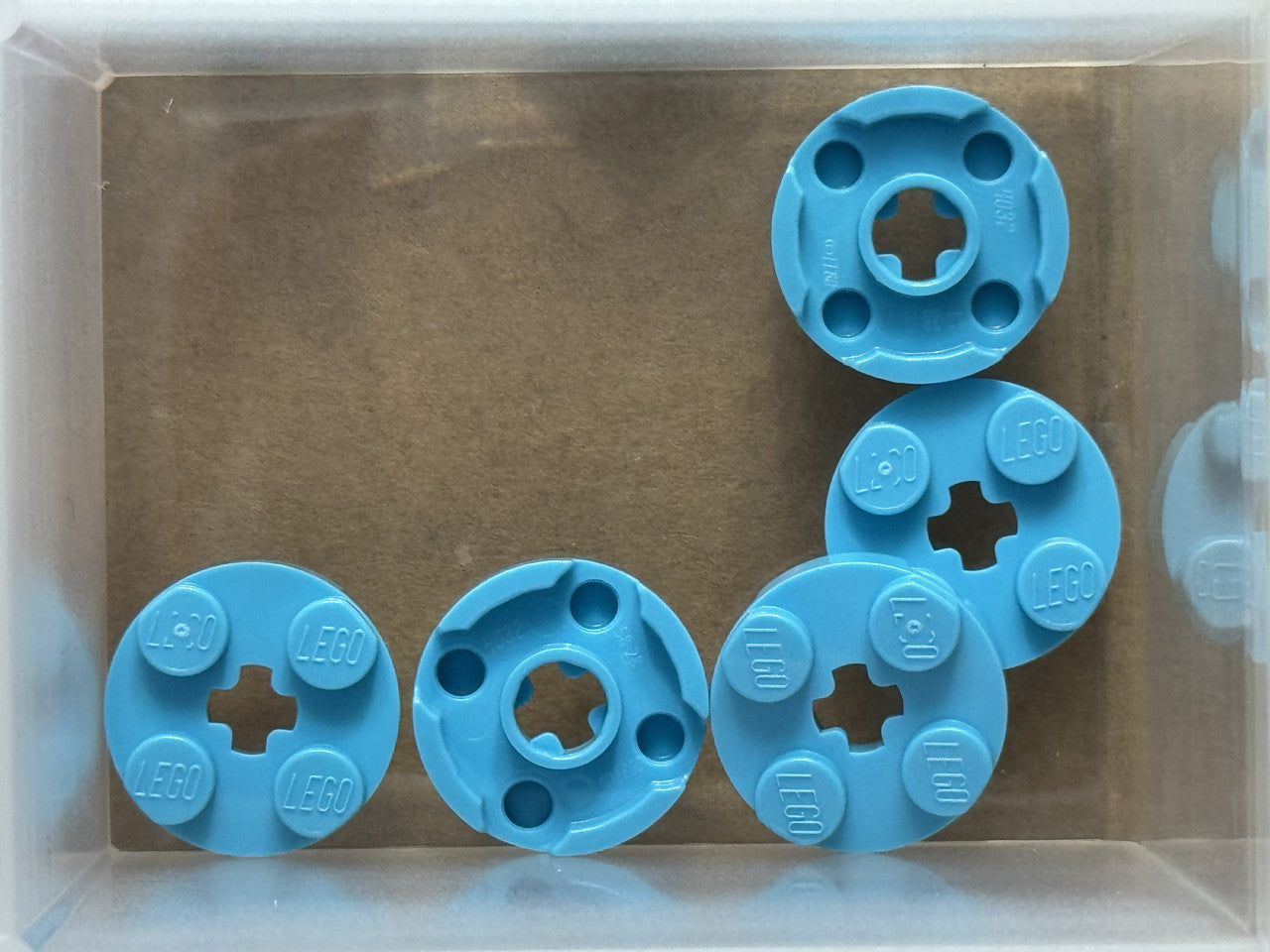 LEGO Parts - Medium Azure Plate, Round 2 x 2 with Axle Hole - No 4032 - QTY 5