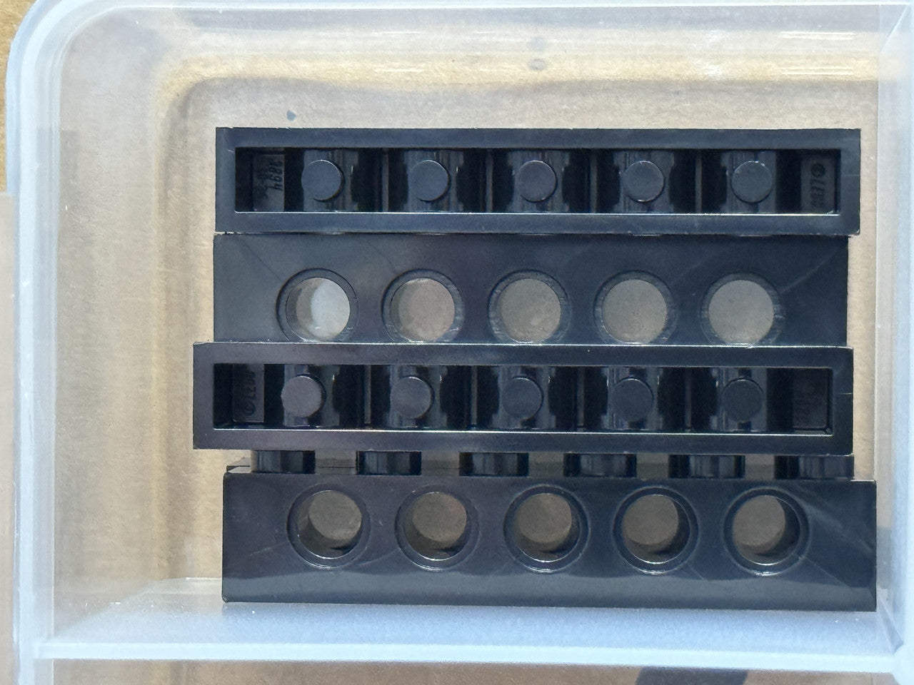 LEGO Parts - Black Technic, Brick 1 x 6 with Holes - No 3894 - QTY 5