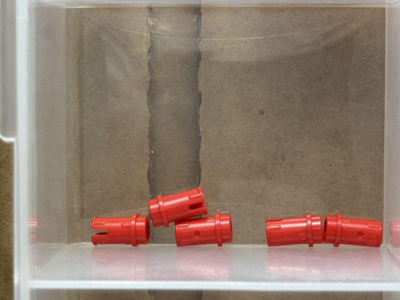 LEGO Parts - Red Technic, Pin 1/2 with Friction Ridges - No 89678 - QTY 5