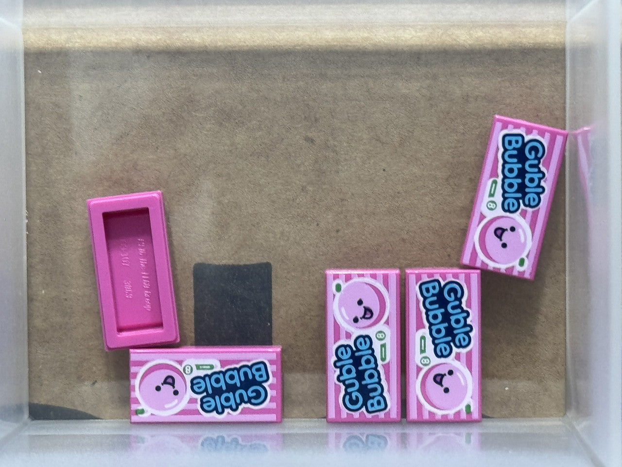 LEGO Parts - Dark Pink Tile 1 x 2 'Guble Bubble' - No 3069pb1063 - QTY 5