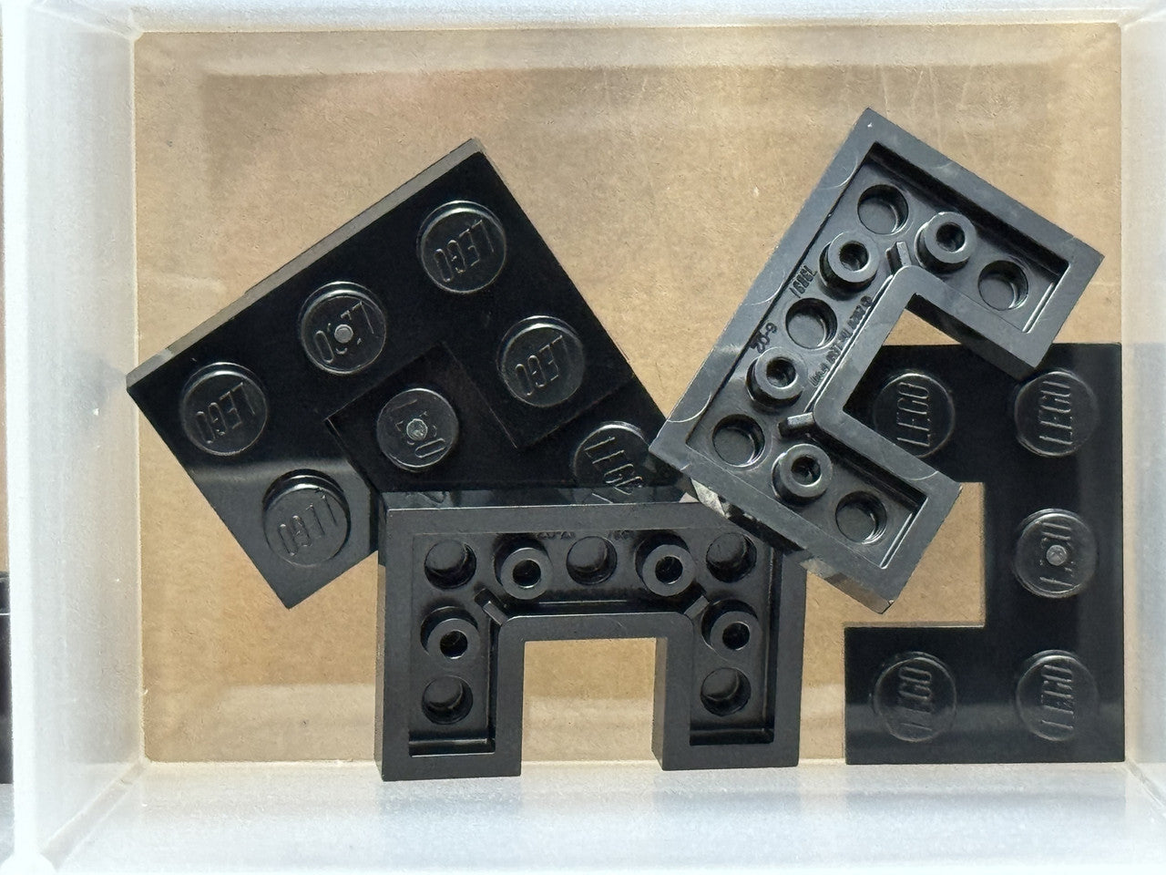 LEGO Parts - Black Plate, Modified 2 x 3 with 1 x 1 Cutout - No 73831 - QTY 5