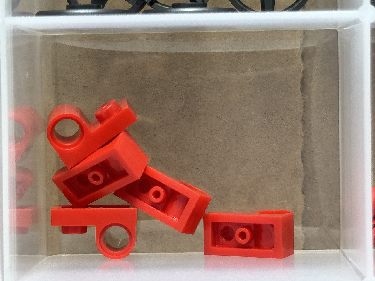LEGO Parts - Red Plate, Modified 1 x 2 with Pin Hole on Top - No 11458 - QTY 5