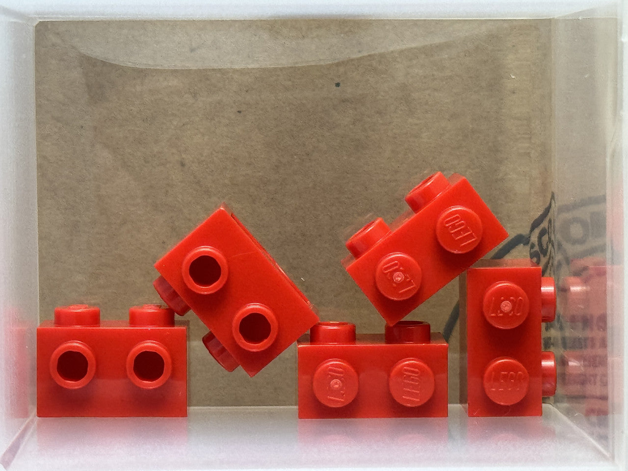 LEGO Parts - Red Brick, Modified 1 x 2 with Studs on 1 Side - No 11211 - QTY 5