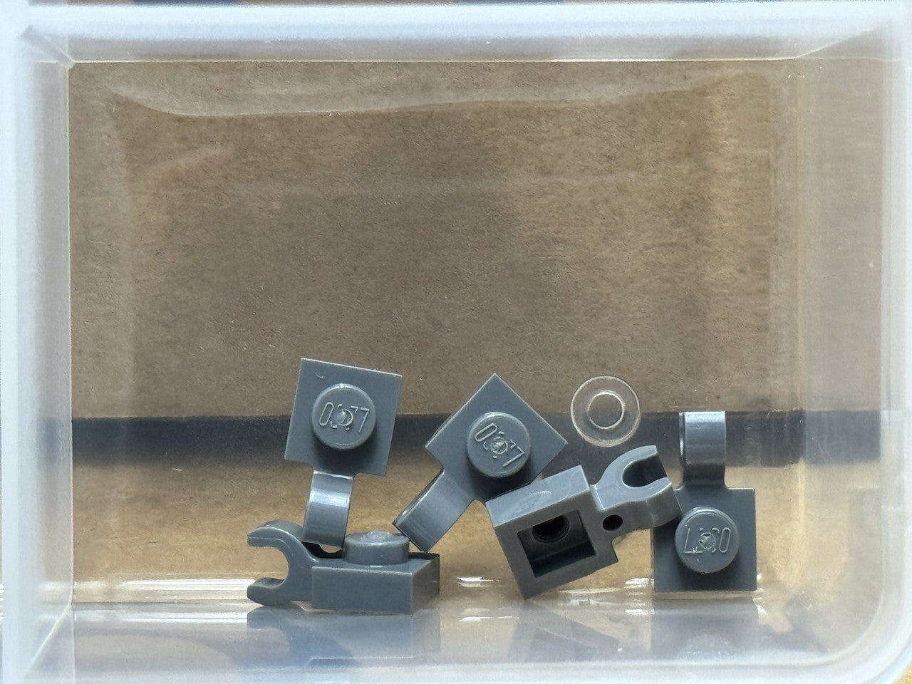 LEGO Parts - Dark Bluish Gray Plate 1 x 1 with Open O Clip - No 61252 - QTY 5