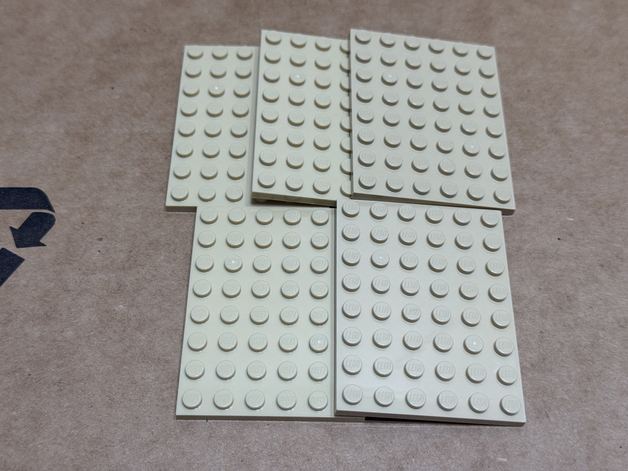 LEGO Parts - Tan Plate 6 x 8 - No 3036 - QTY 5