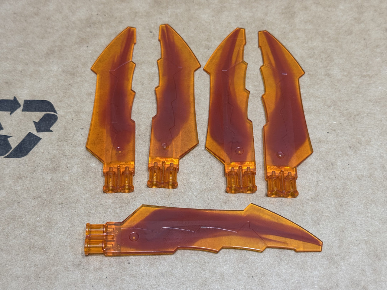 LEGO Parts - Trans-Orange Propeller 1 Blade 14L 2 Holes - No 79895pb02 - QTY 5