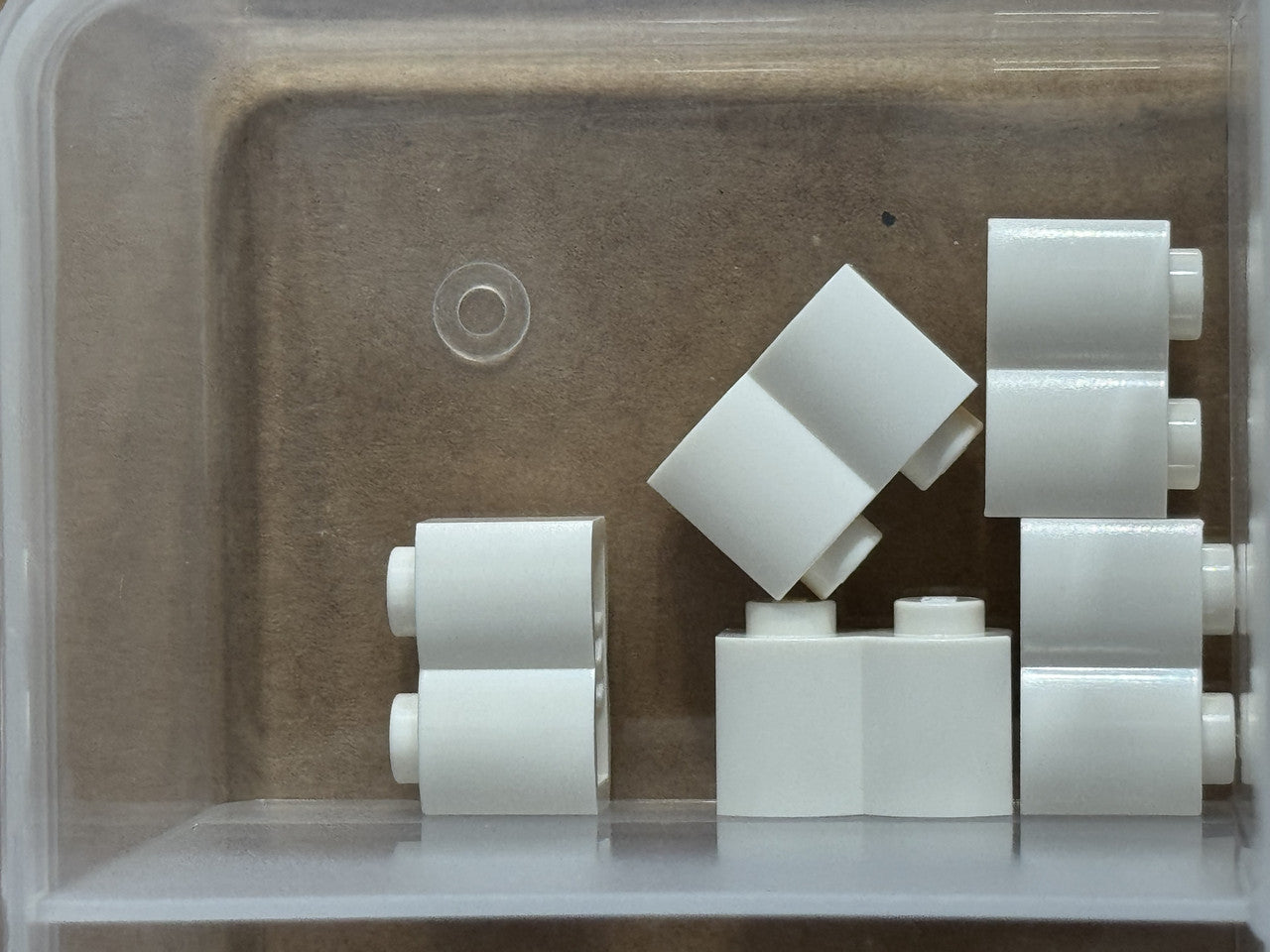 LEGO Parts - White Brick, Modified 1 x 2 with Log Profile - No 30136 - QTY 5