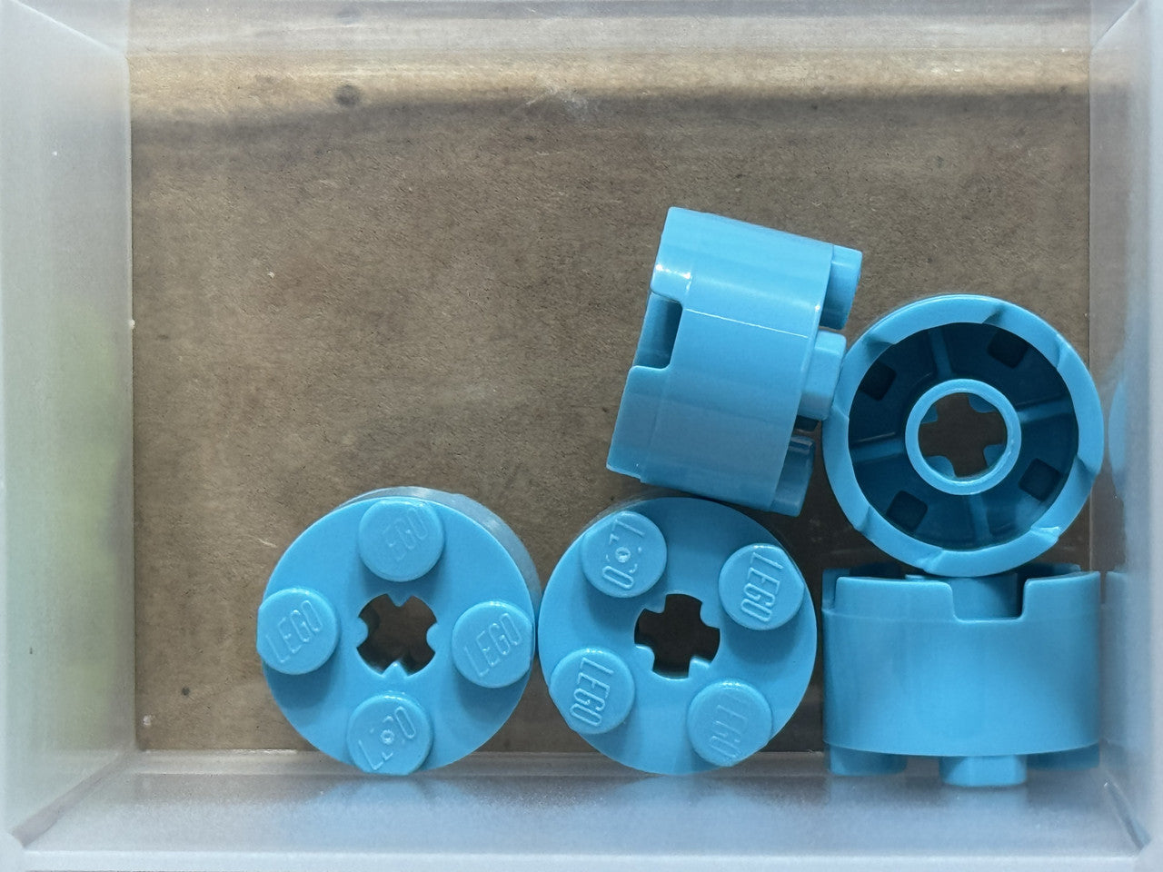 LEGO Parts - Medium Azure Brick, Round 2 x 2 with Axle Hole - No 3941 - QTY 5
