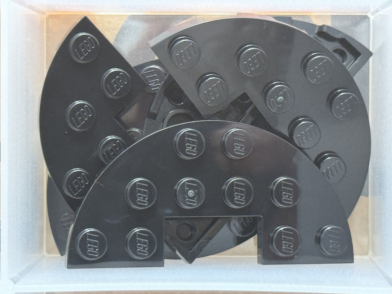 LEGO Parts - Black Plate, Round Half 3 x 6 with 1 x 2 Cutout - No 18646 - QTY 5
