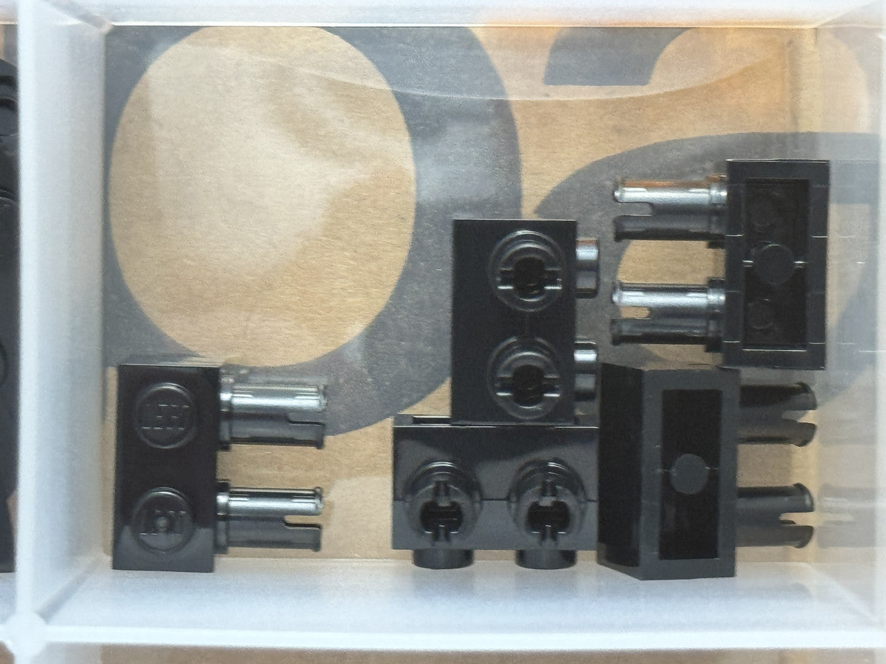 LEGO Parts - Black Brick, Modified 1 x 2 with Pins - No 30526 - QTY 5