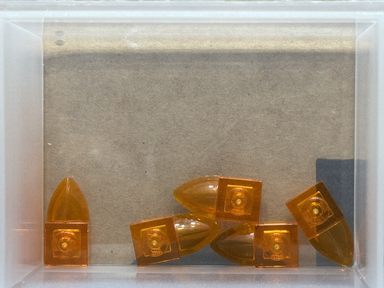 LEGO Parts - Trans-Orange Plate 1 x 1 with Tooth Horizontal - No 49668 - QTY 5