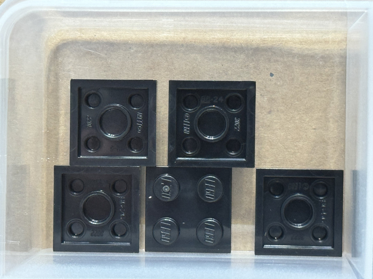 LEGO Parts - Black Plate 2 x 2 - No 3022 - QTY 5