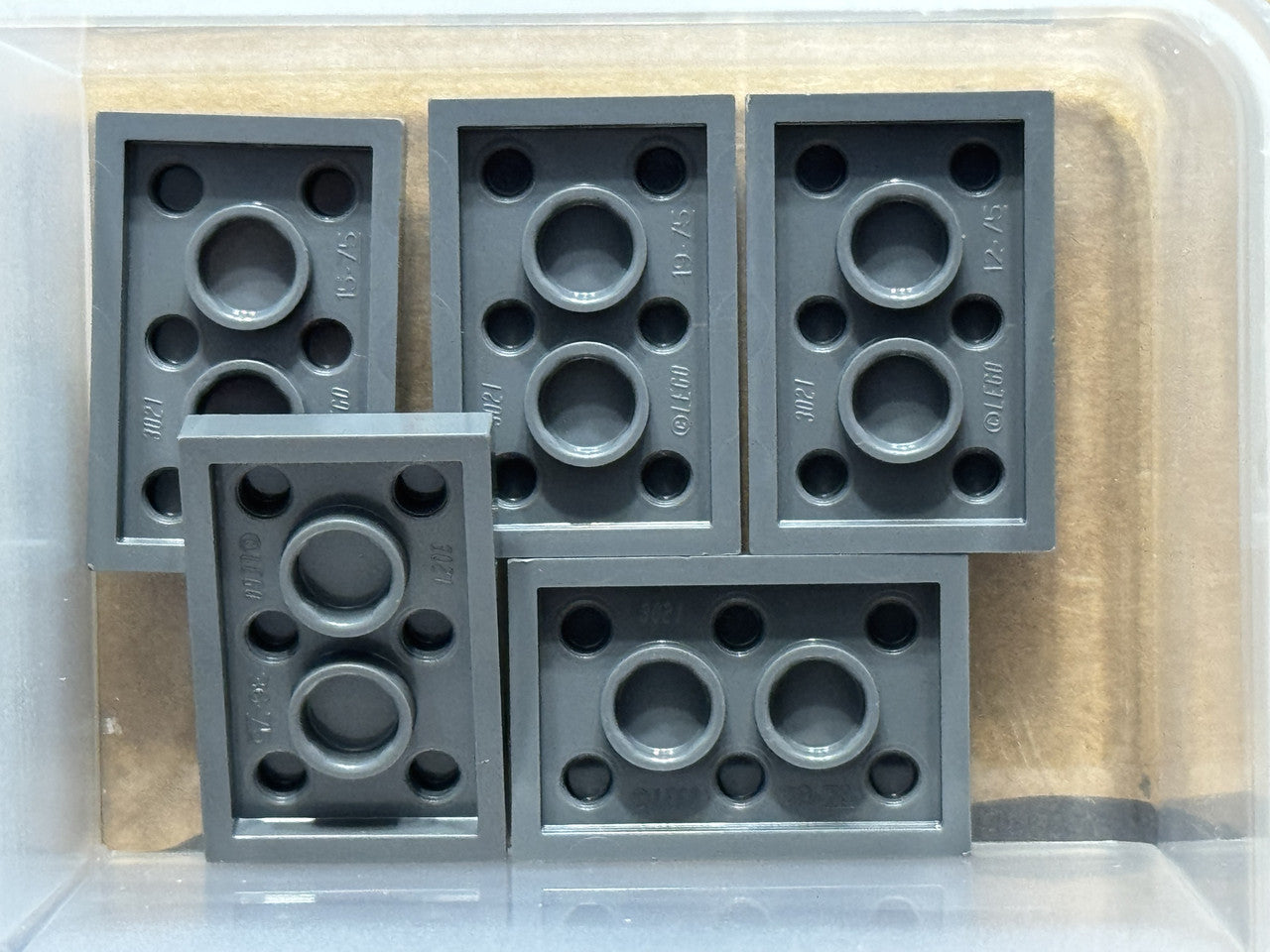 LEGO Parts - Dark Bluish Gray Plate 2 x 3 - No 3021 - QTY 5