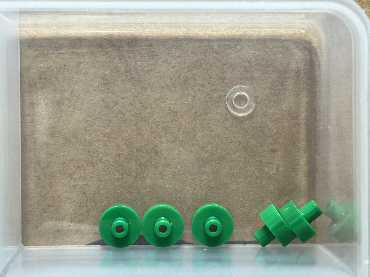 LEGO Parts - Green Tile, Round 1 x 1 Bar Small Pin Hole - No 20482 - QTY 5