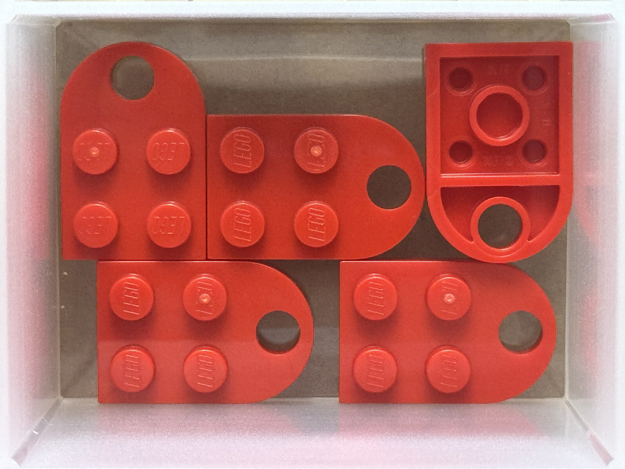 LEGO Parts - Red Plate, Modified 2 x 3 with Hole - No 3176 - QTY 5