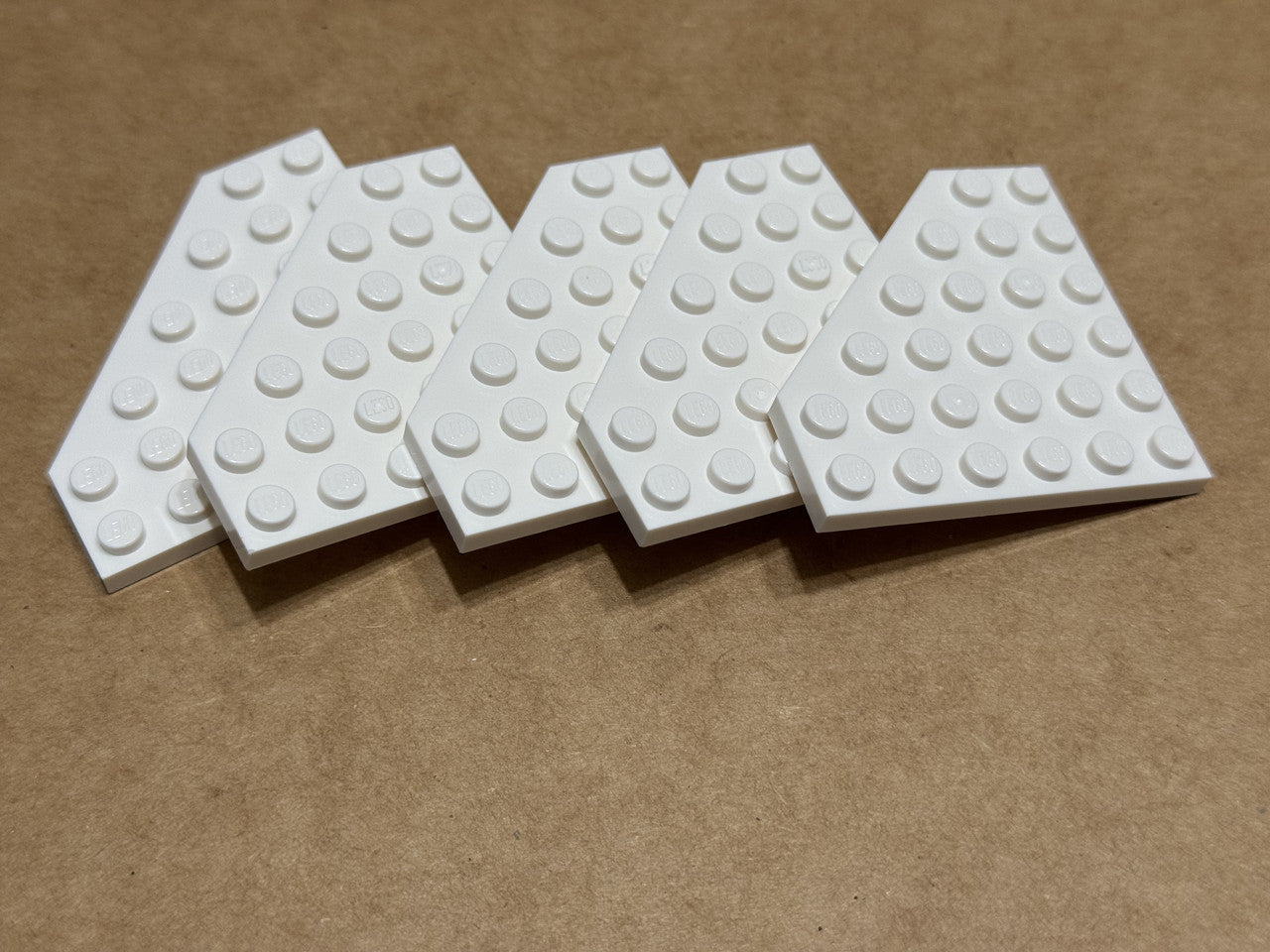 LEGO Parts - White Wedge, Plate 6 x 6 Cut Corner - No 6106 - QTY 5