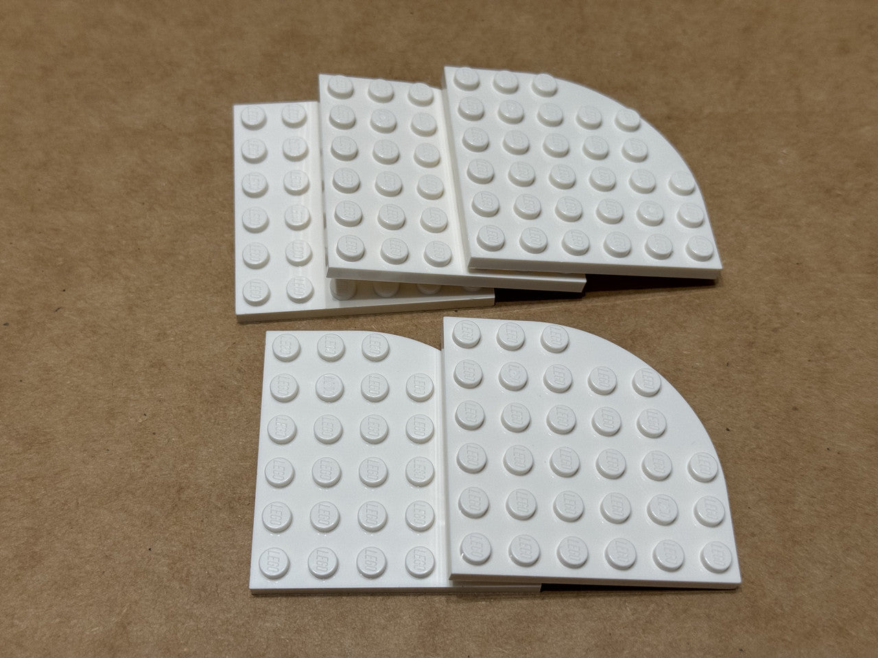 LEGO Parts - White Plate, Round Corner 6 x 6 - No 6003 - QTY 5