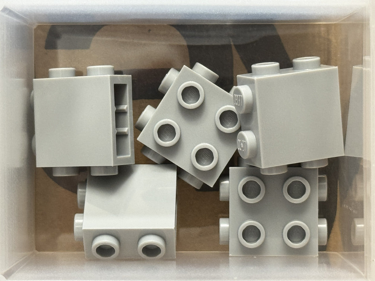 LEGO Parts - Light Bluish Gray Brick 1 x 2 Studs Side Ends - No 67329 - QTY 5