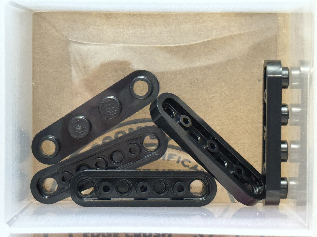 LEGO Parts - Black Plate, Round 1 x 4 with 2 Open Studs - No 77845 - QTY 5