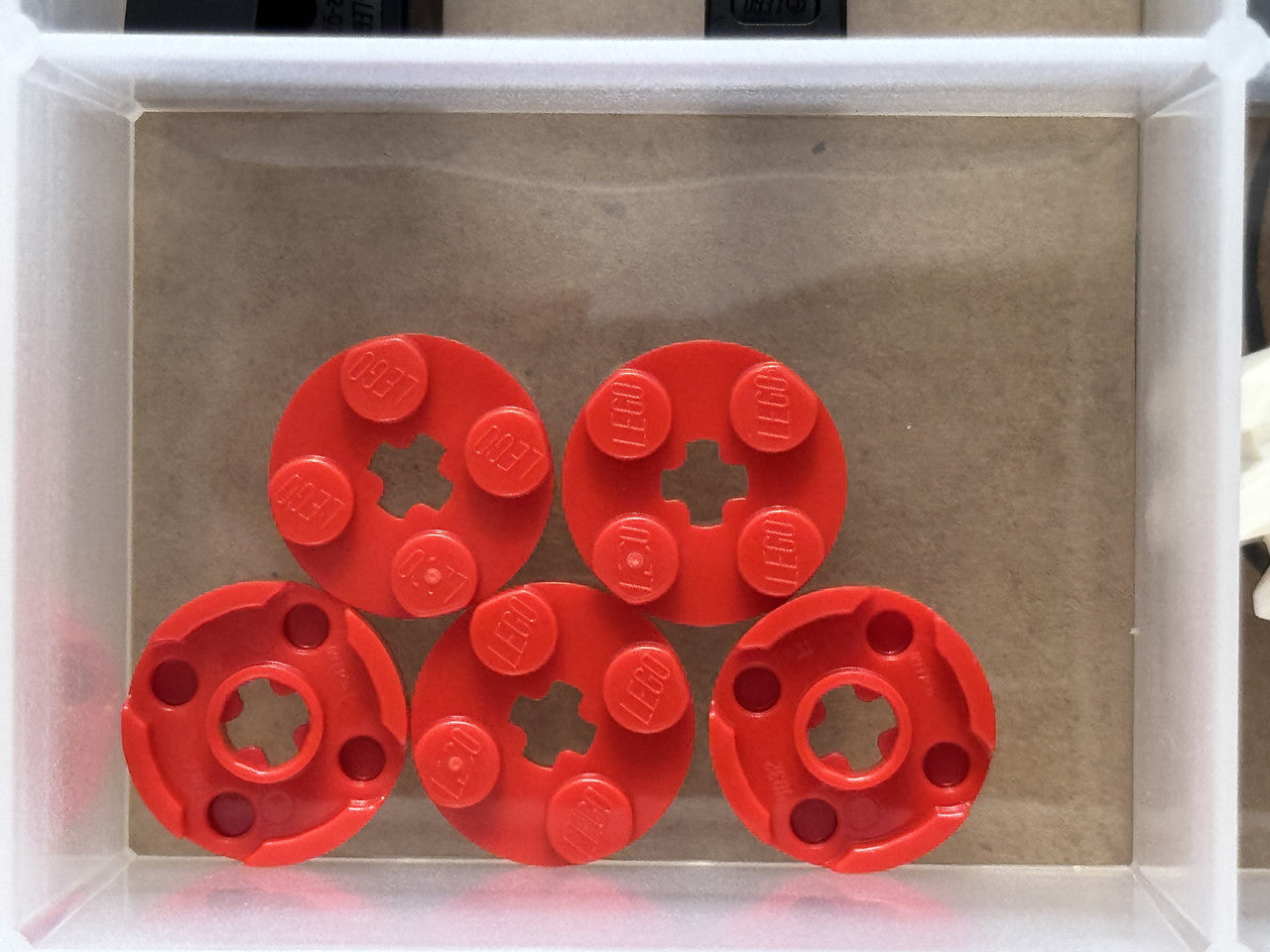 LEGO Parts - Red Plate, Round 2 x 2 with Axle Hole - No 4032 - QTY 5