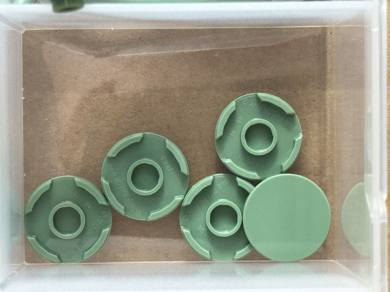 LEGO Parts - Sand Green Tile, Round 2 x 2 - No 14769 - QTY 5