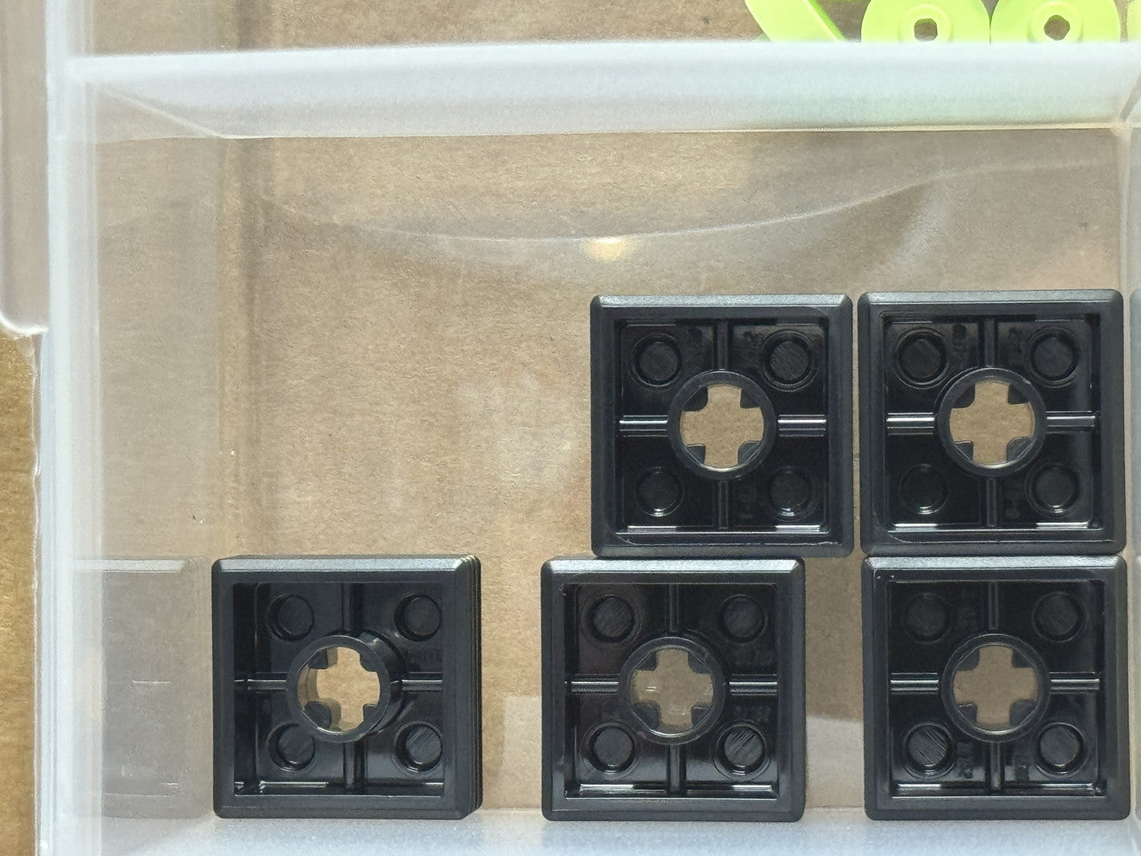 LEGO Parts - Black Brick 2 x 2 x 2/3 Ribbed with Axle Hole - No 71752 - QTY 5