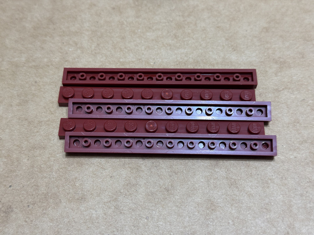 LEGO Parts - Dark Red Plate 1 x 10 - No 4477 - QTY 5