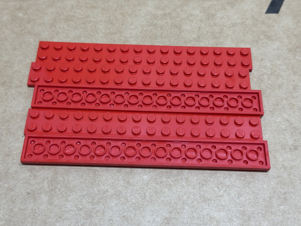 LEGO Parts - Red Plate 2 x 16 - No 4282 - QTY 5