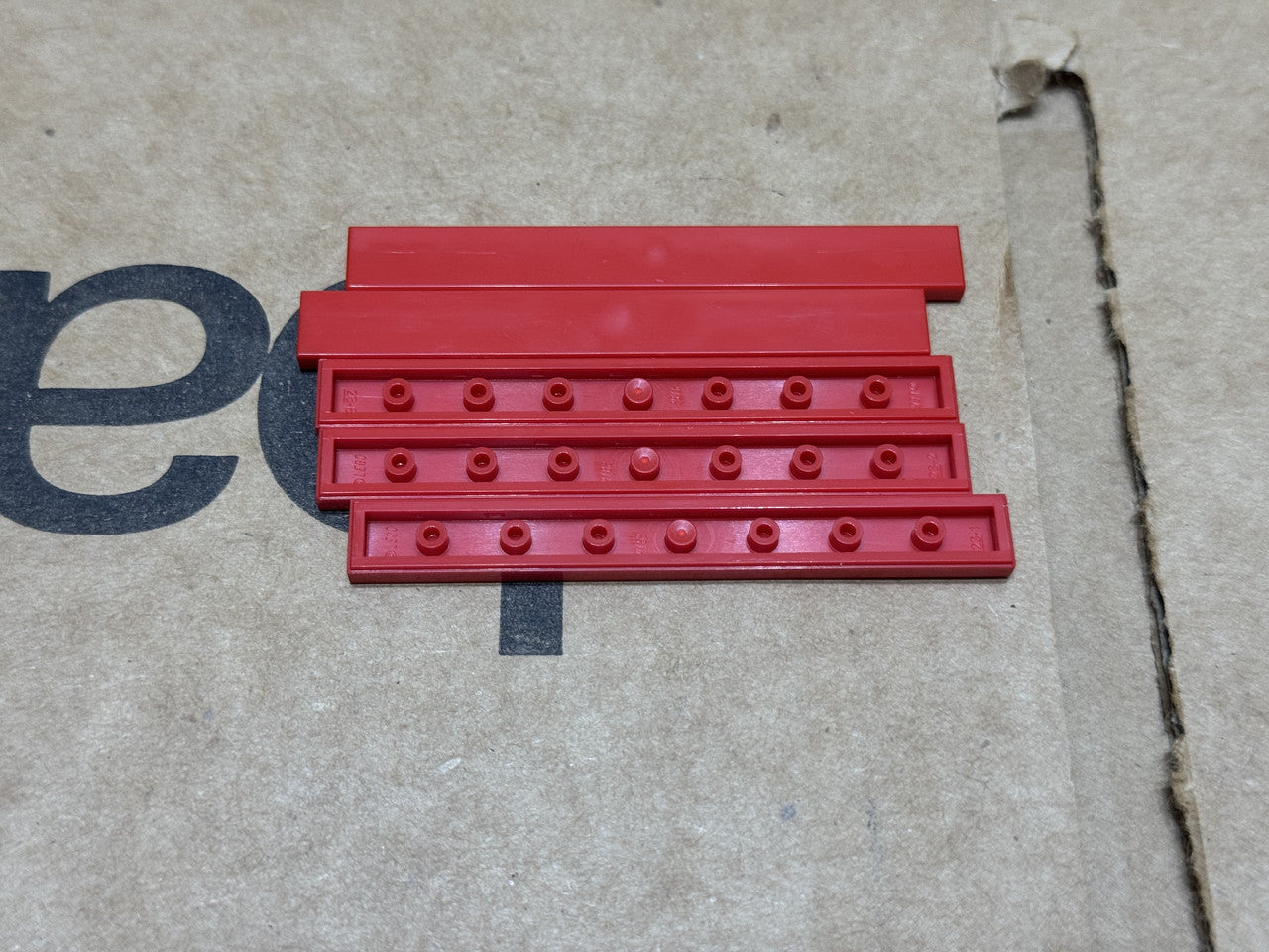 LEGO Parts - Red Tile 1 x 8 - No 4162 - QTY 5