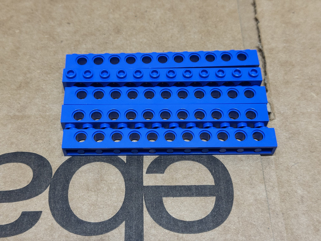 LEGO Parts - Blue Technic, Brick 1 x 12 with Holes - No 3895 - QTY 5