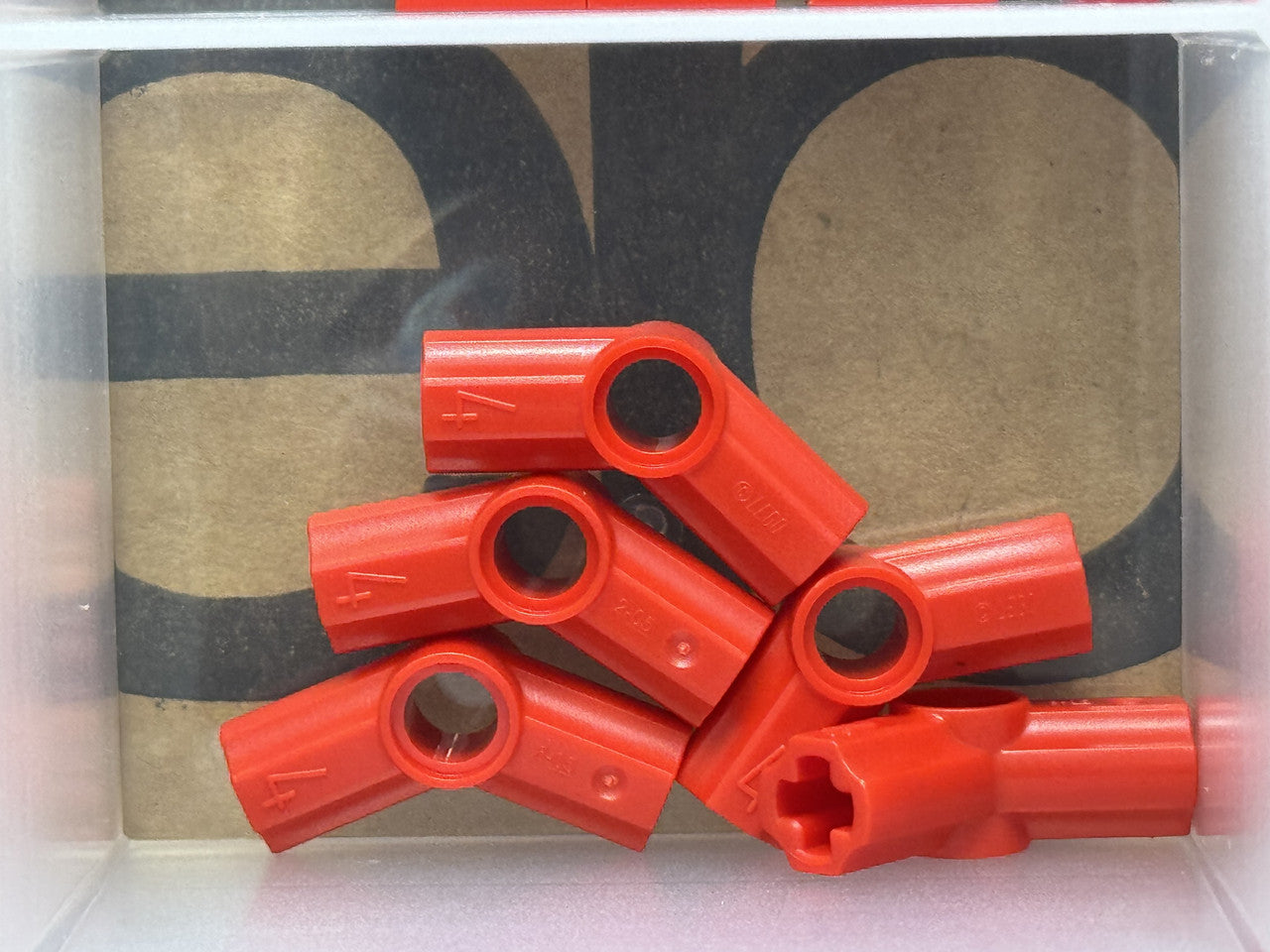LEGO Parts - Red Technic, Axle and Pin Connector Angled #4 - No 32192 - QTY 5