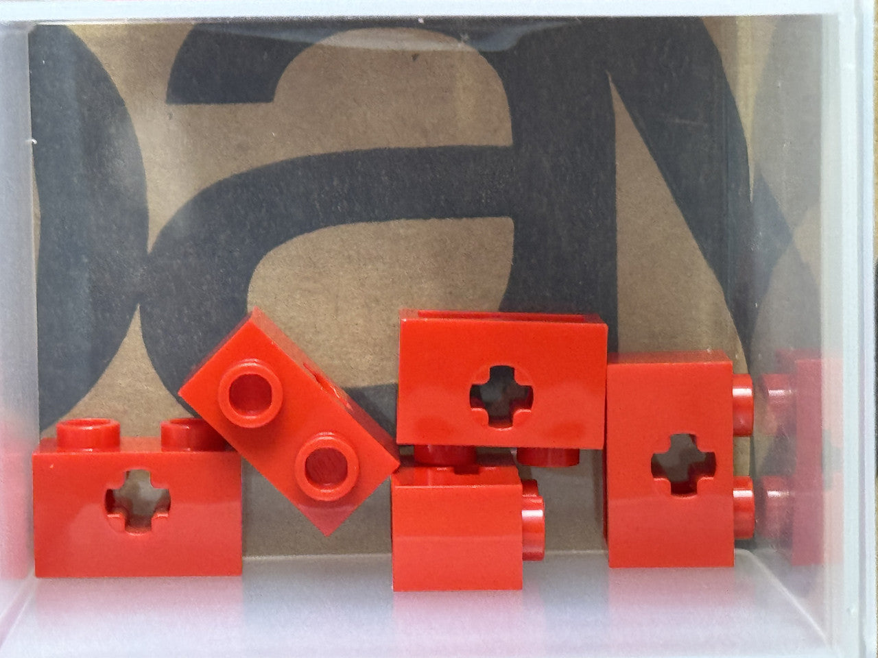 LEGO Parts - Red Technic, Brick 1 x 2 with Axle Hole - No 32064 - QTY 5