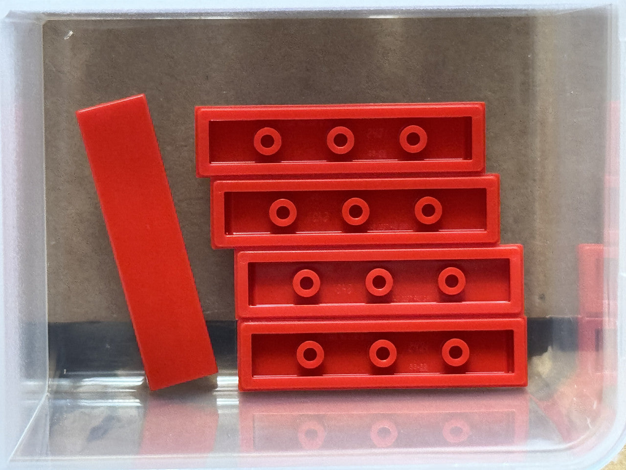 LEGO Parts - Red Tile 1 x 4 - No 2431 - QTY 5
