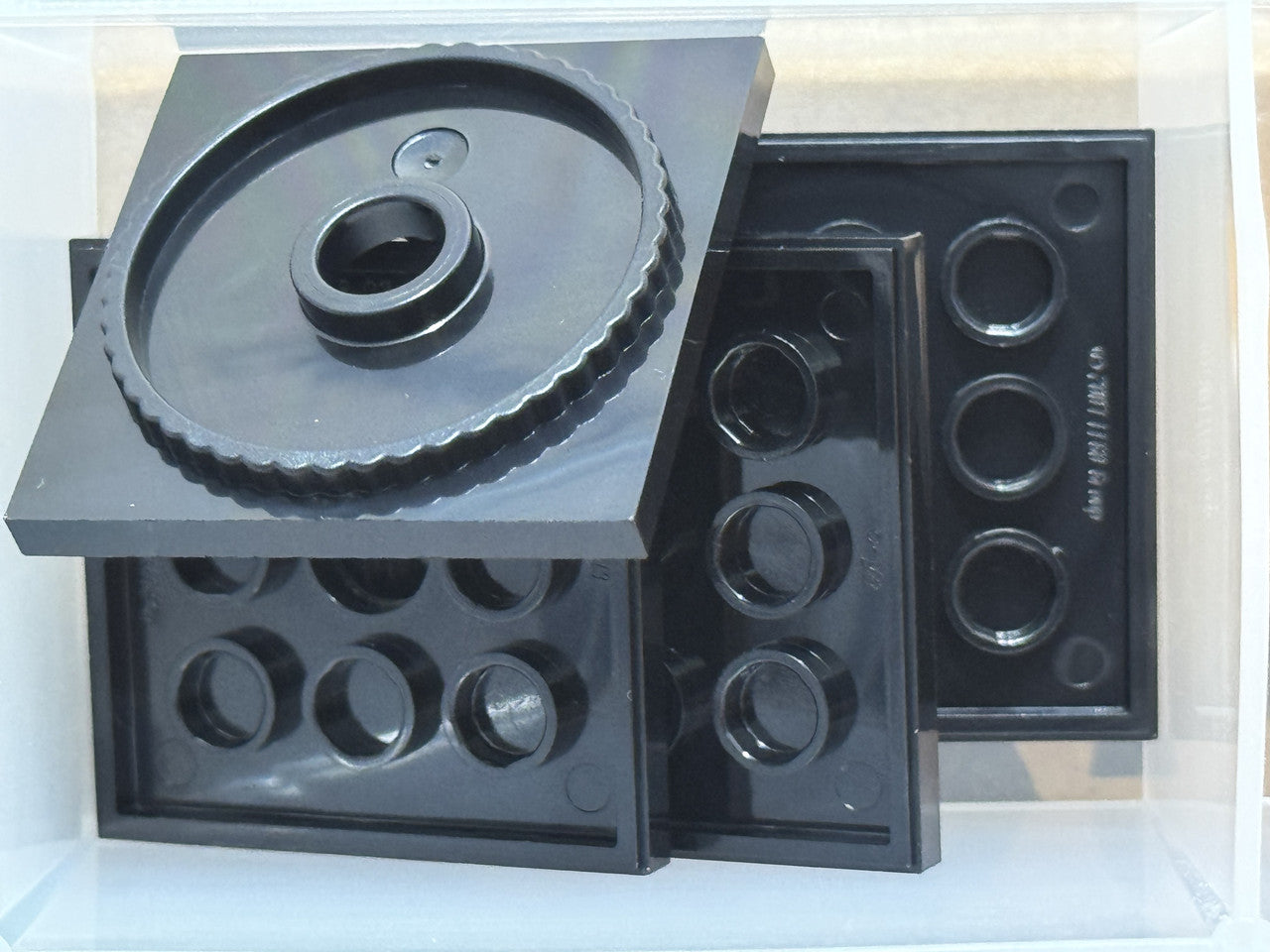 LEGO Parts - Black Turntable 4 x 4 Square Base, Locking - No 61485 - QTY 5