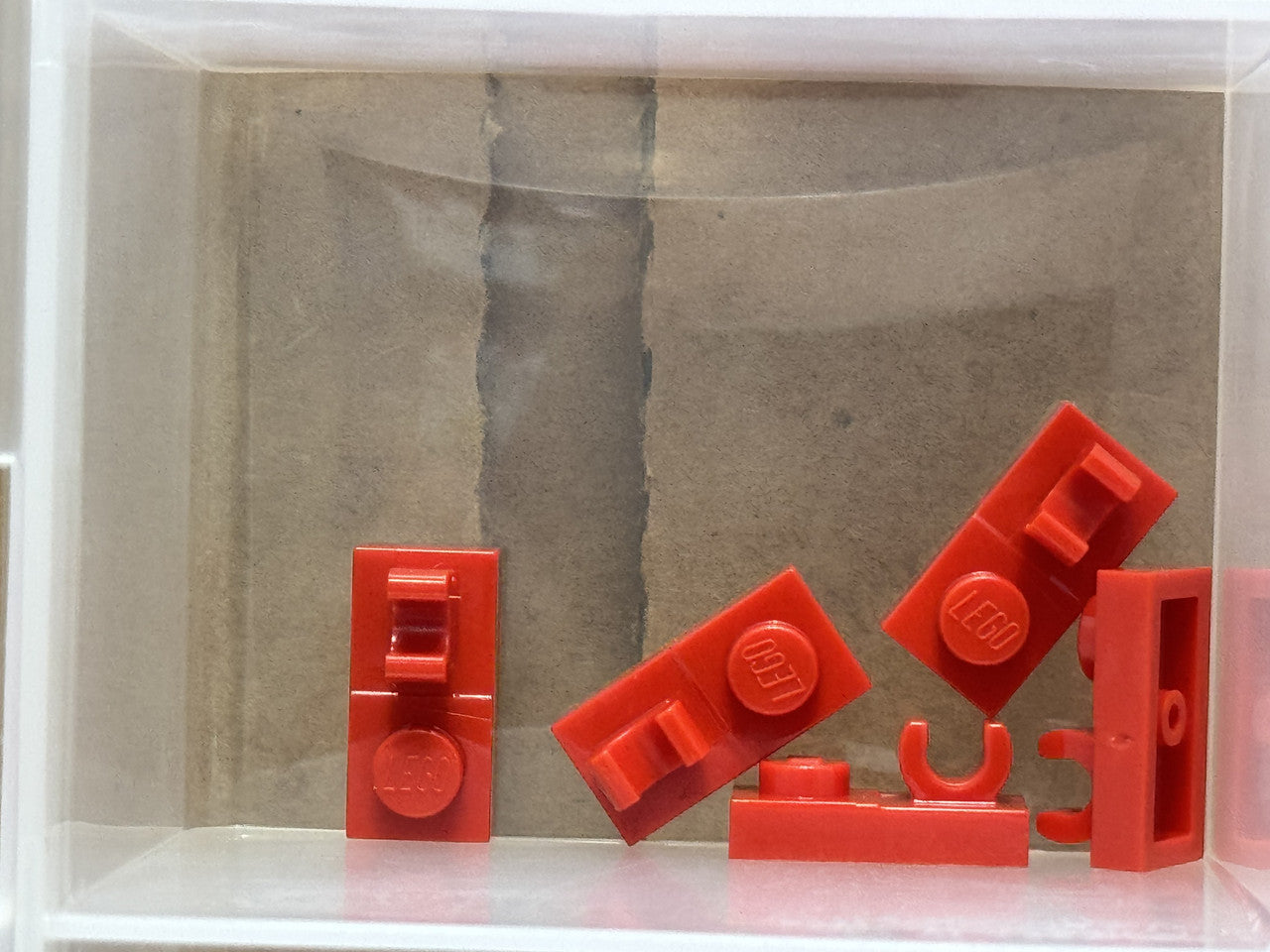 LEGO Parts - Red Plate 1 x 2 with Open O Clip on Top - No 44861 - QTY 5