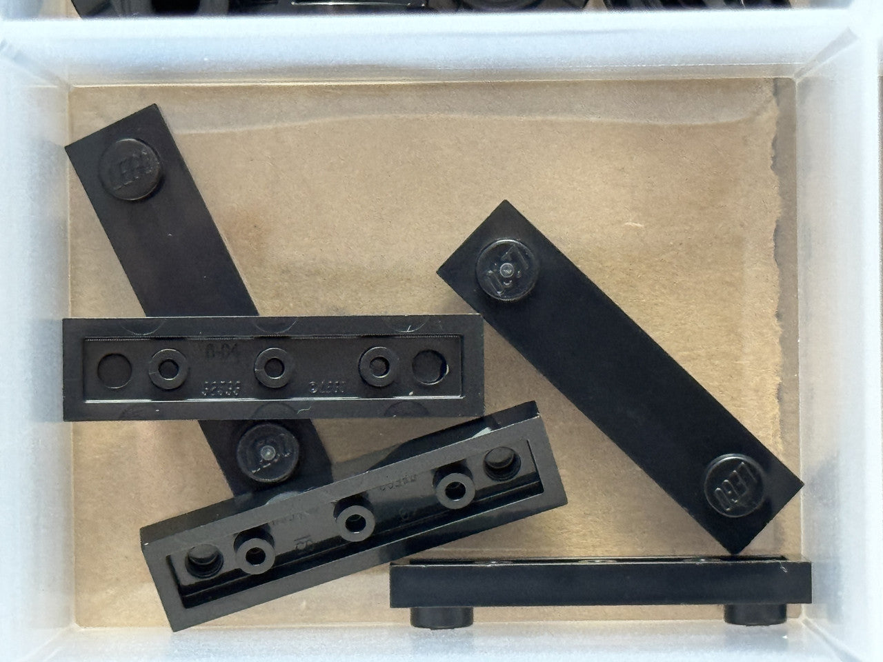 LEGO Parts - Black Plate 1 x 4 with 2 Studs without Groove - No 92593 - QTY 5