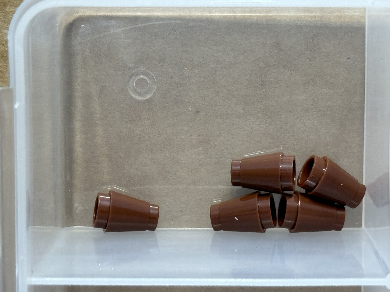 LEGO Parts - Reddish Brown Cone 1 x 1 with Top Groove - No 4589b - QTY 5