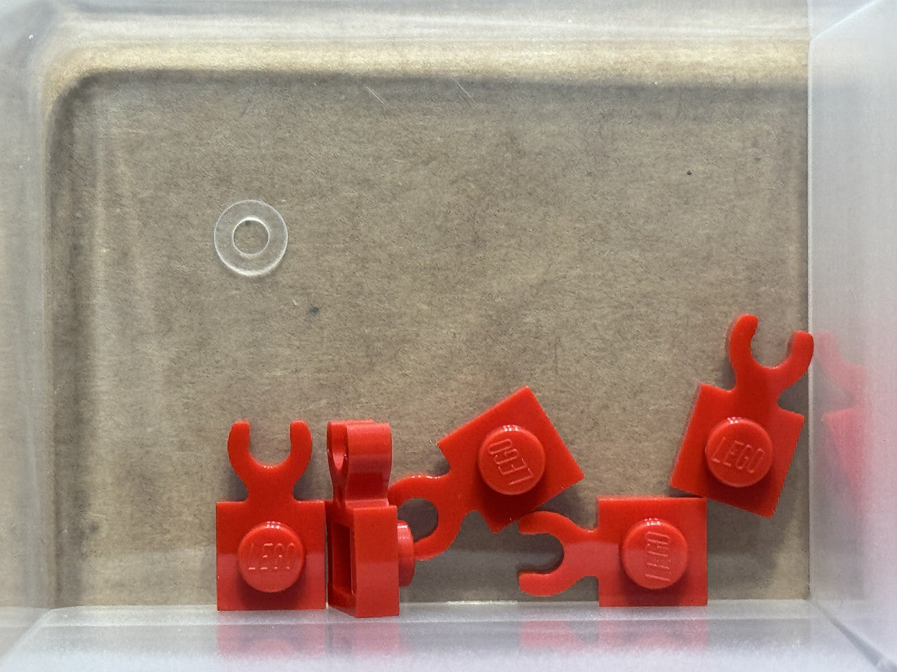 LEGO Parts - Red Plate 1 x 1 with Open O Clip Thick - No 4085d - QTY 5