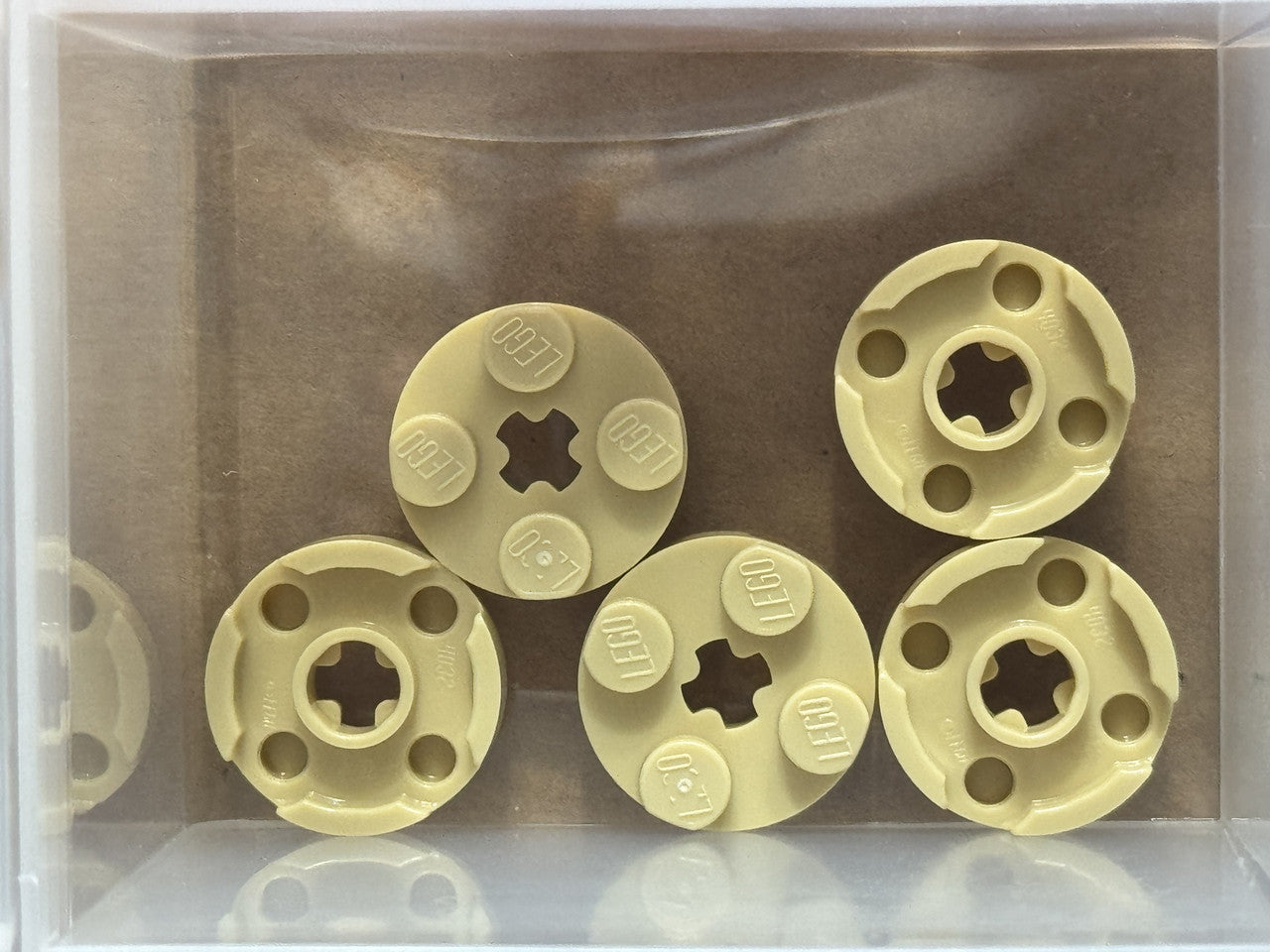 LEGO Parts - Tan Plate, Round 2 x 2 with Axle Hole - No 4032 - QTY 5