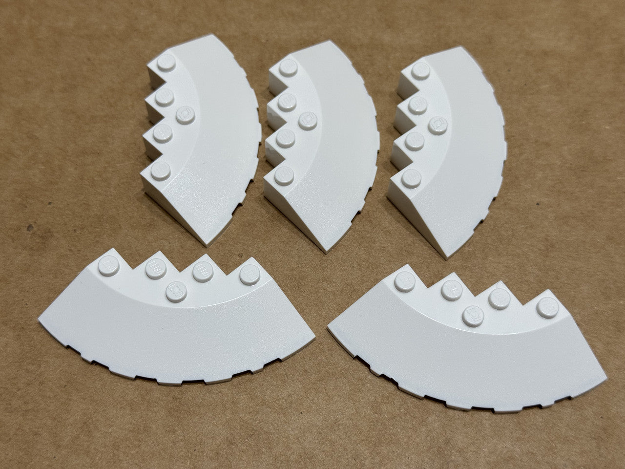LEGO Parts - White Brick, Round Corner 6 x 6 Slope 33 Edge - No 95188 - QTY 5