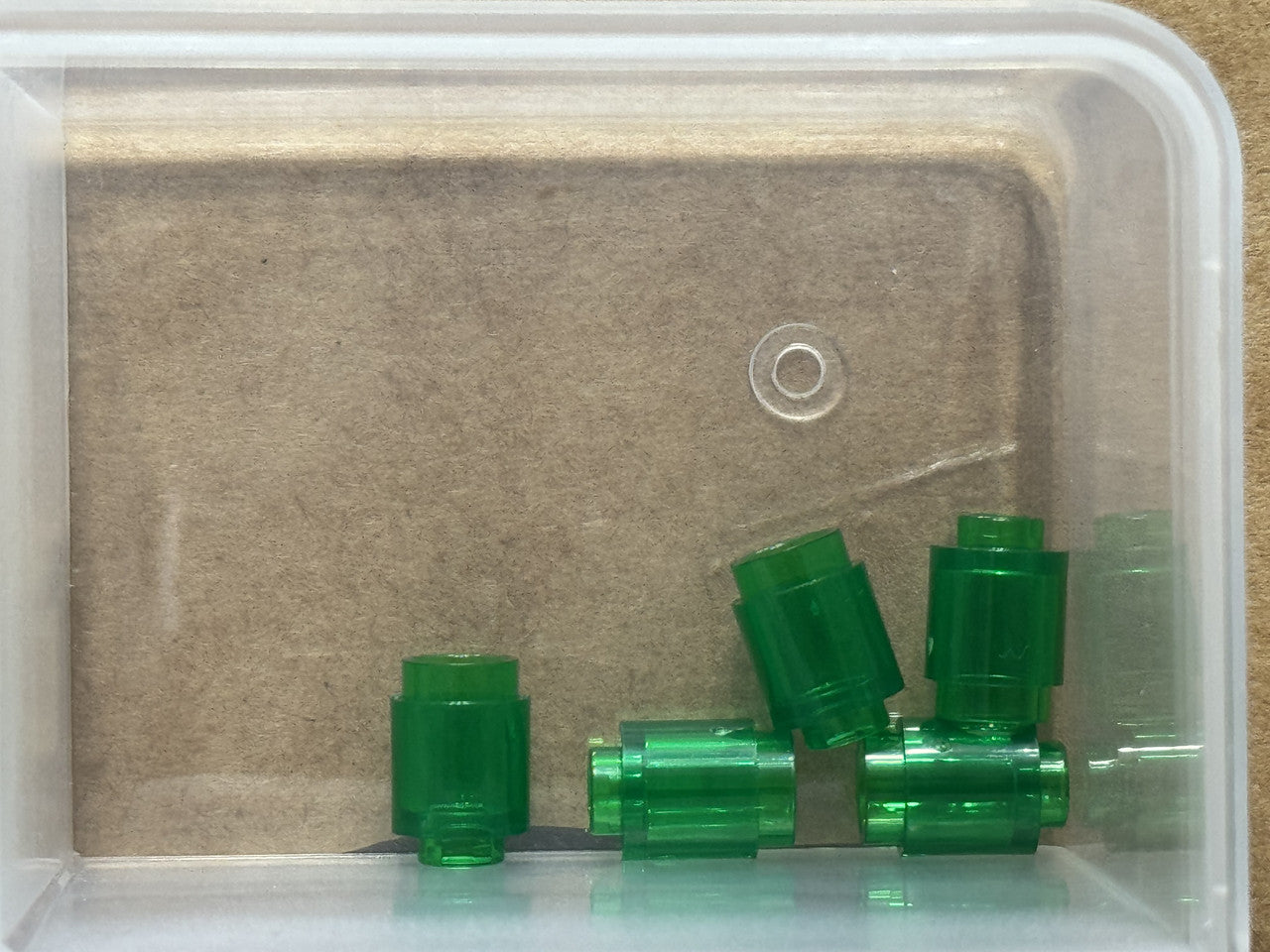 LEGO Parts - Trans-Green Brick, Round 1 x 1 - No 3062 - QTY 5