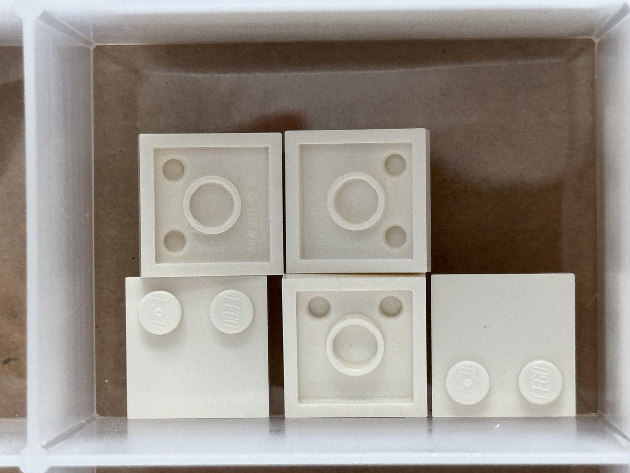 LEGO Parts - White Tile, Modified 2 x 2 with Studs on Edge - No 33909 - QTY 5