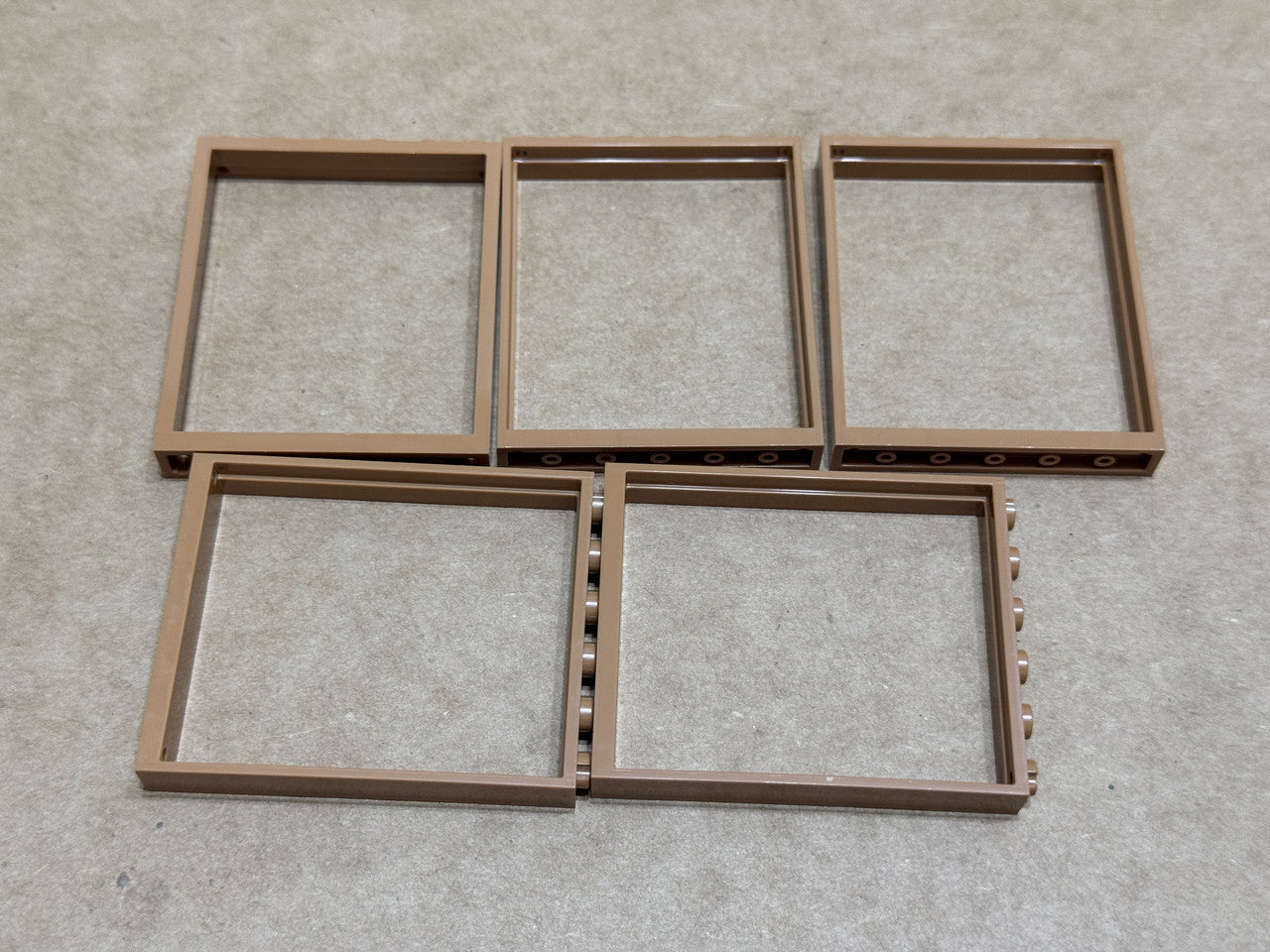 LEGO Parts - Medium Nougat Window 1 x 6 x 6 Flat Front - No 42205 - QTY 5