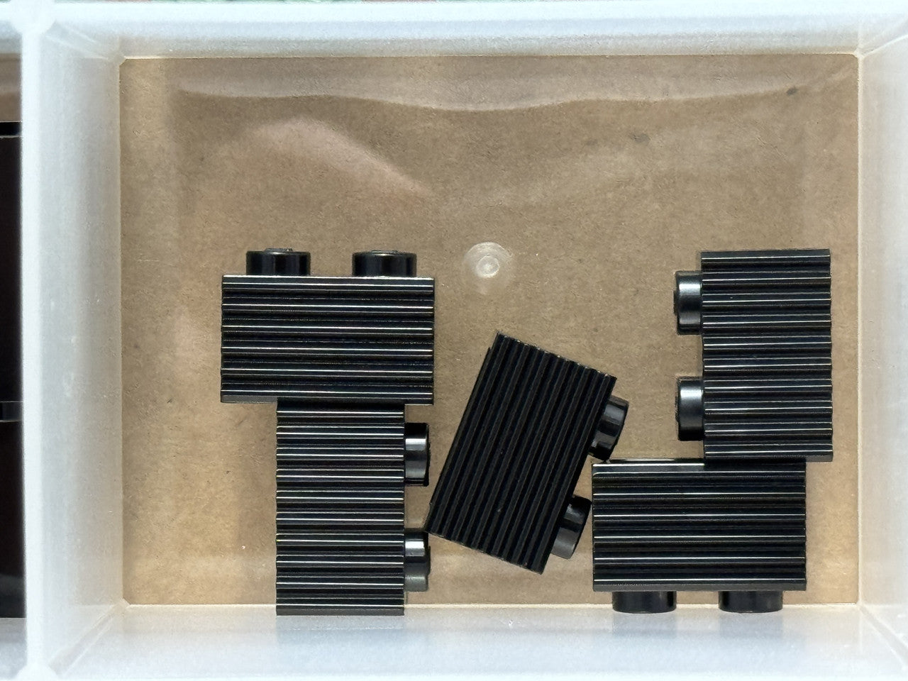 LEGO Parts - Black Brick 1 x 2 with Grille / Fluted Profile - No 2877 - QTY 5