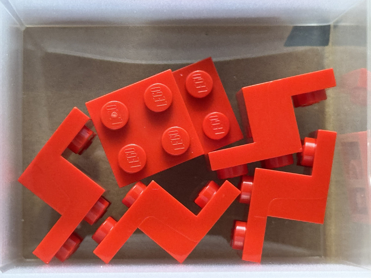 LEGO Parts - Red Bracket 3 x 2 x 1 1/3 with Bottom Tube - No 18671 - QTY 5