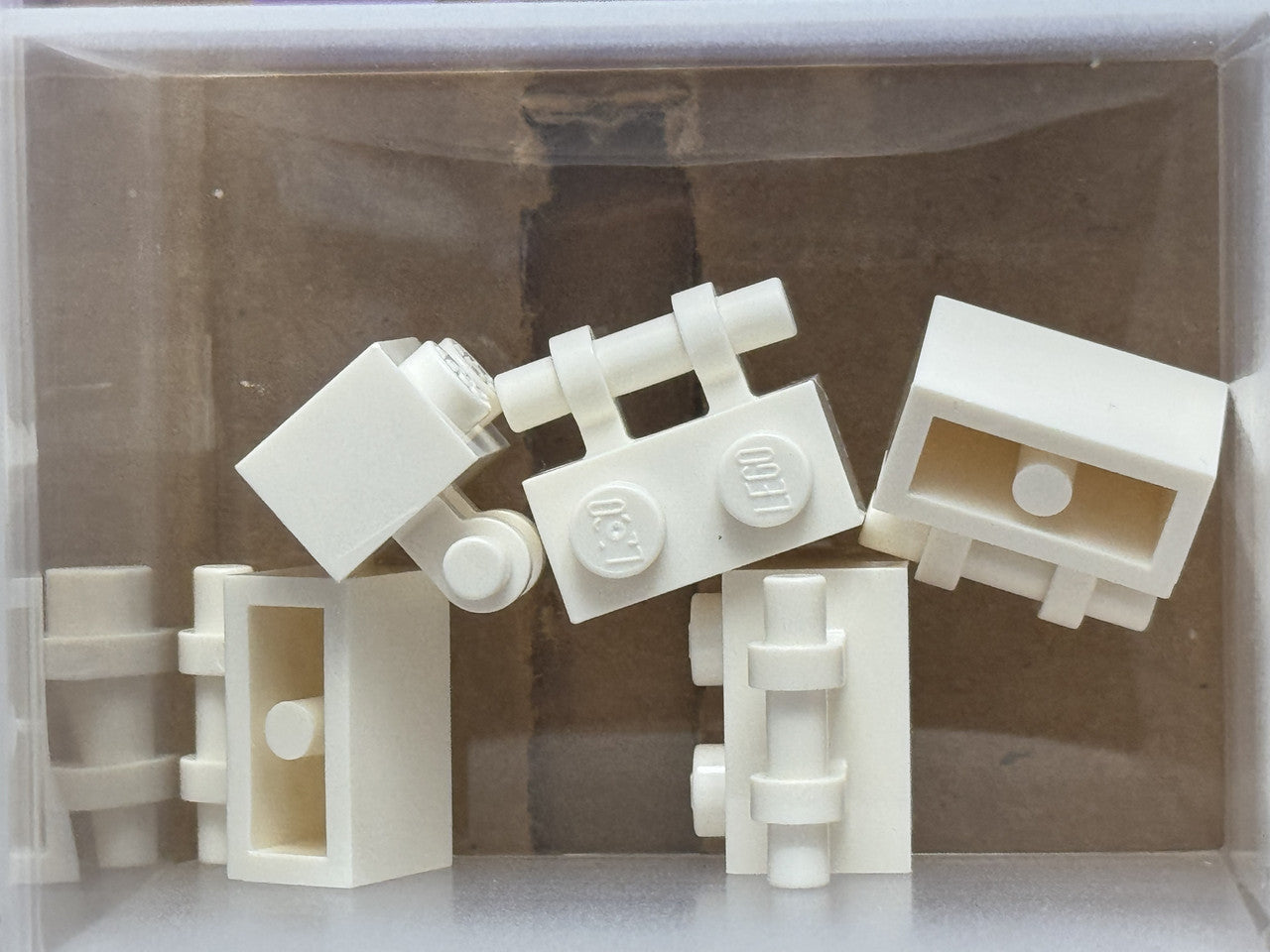 LEGO Parts - White Brick 1 x 2 with Bar Handle on Side - No 30236 - QTY 5