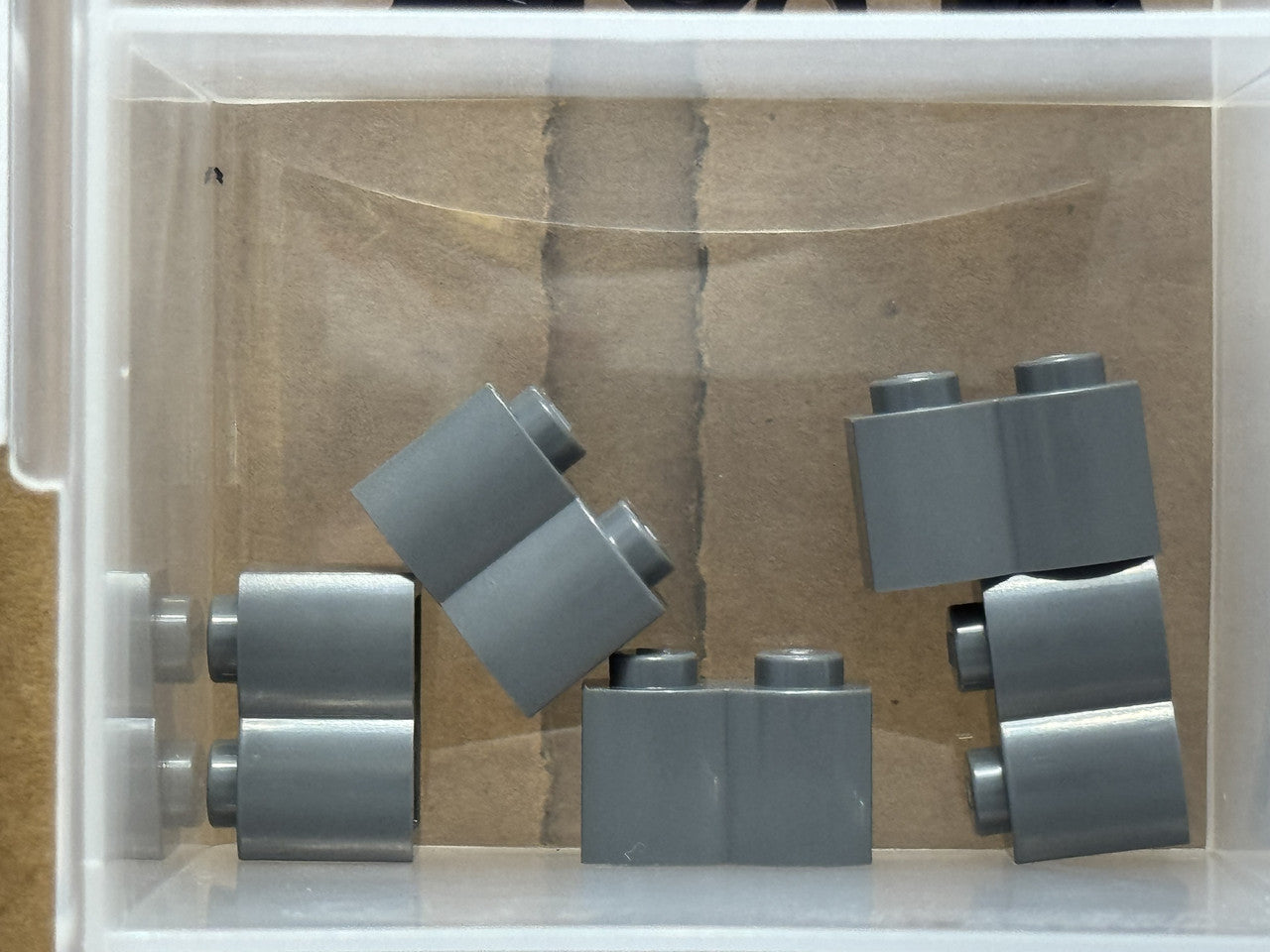 LEGO Parts - Dark Bluish Gray Brick 1 x 2 with Log Profile - No 30136 - QTY 5