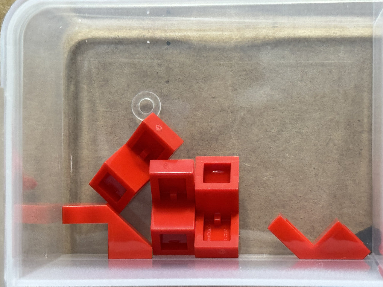 LEGO Parts - Red Slope 45 2 x 1 with Cutout without Stud - No 28192 - QTY 5